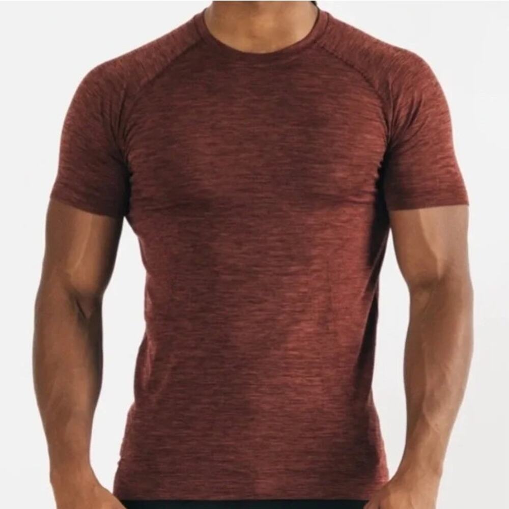 Alphalete Hero Seamless Short Sleeve Training Workout Gym Tee Sparrow Size Large